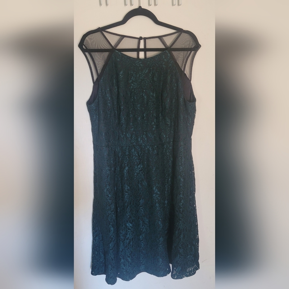 Michel Studio Forest Green Lace Dress Size 16